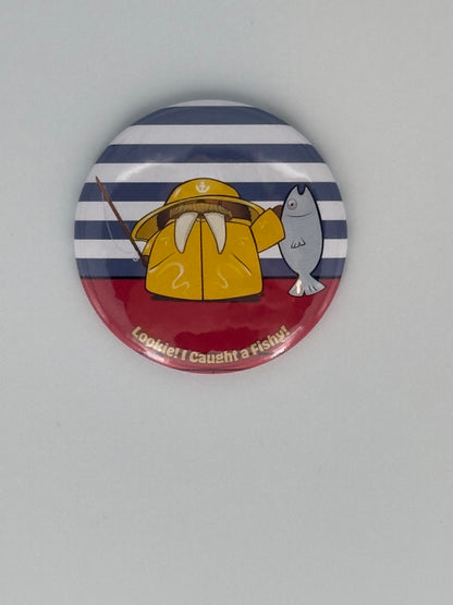 Mr. Wilmington Walrus Round Refrigerator Magnet | Cute Cartoon Character Magnet | 2.25 Inch Fridge Magnet