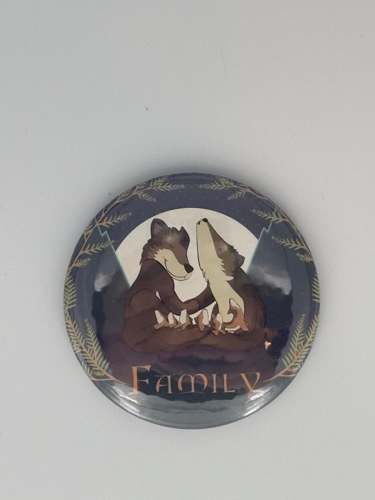 Wolf Family and the First Awoo Round Refrigerator Magnet | Cute Cartoon Character Magnet | 2.25 Inch Fridge Magnet