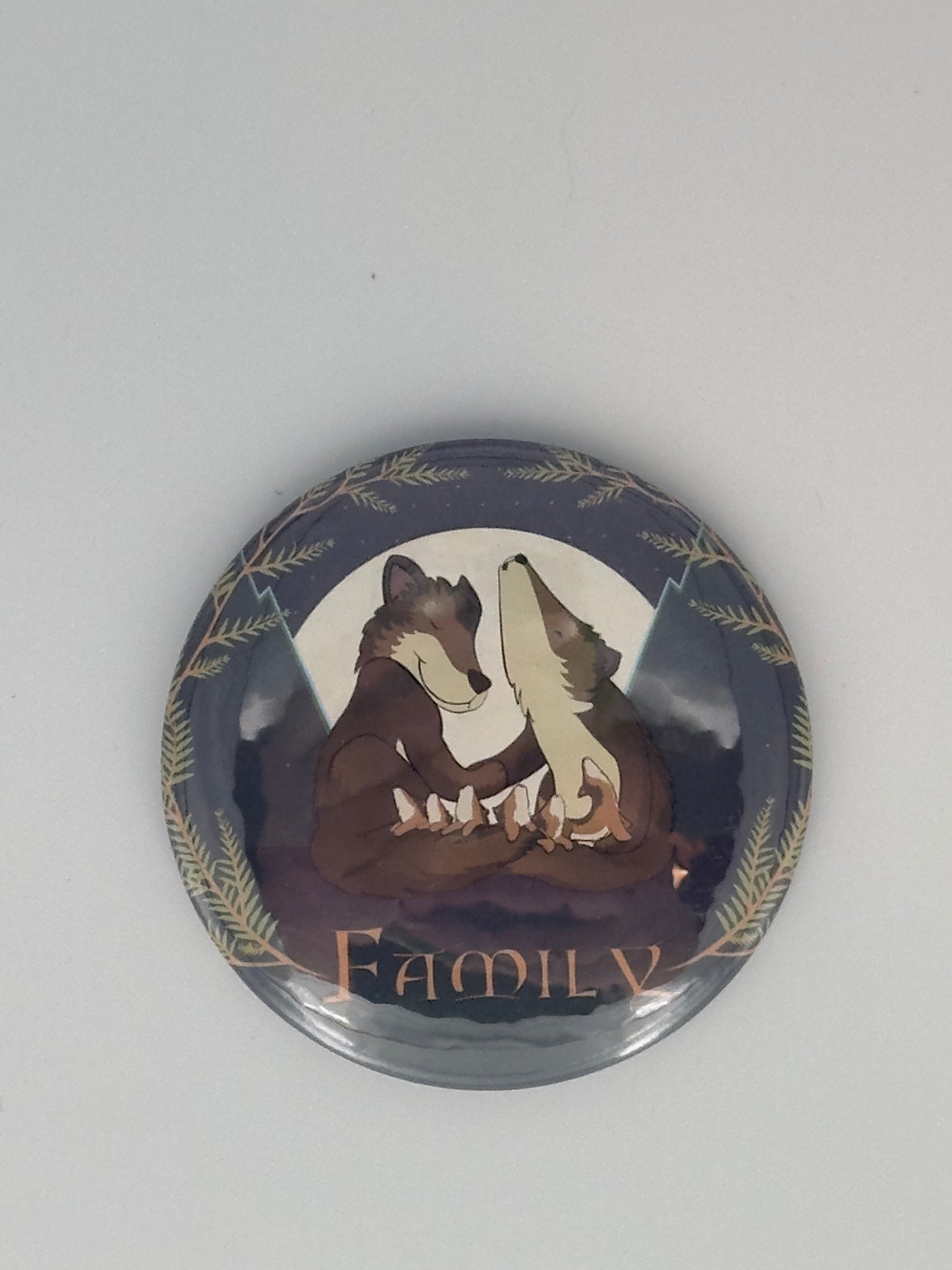 Wolf Family and the First Awoo Round Refrigerator Magnet | Cute Cartoon Character Magnet | 2.25 Inch Fridge Magnet