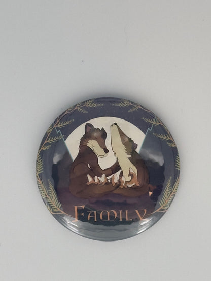 Wolf Family and the First Awoo Round Refrigerator Magnet | Cute Cartoon Character Magnet | 2.25 Inch Fridge Magnet