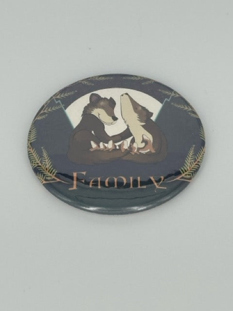Wolf Family and the First Awoo Round Refrigerator Magnet | Cute Cartoon Character Magnet | 2.25 Inch Fridge Magnet