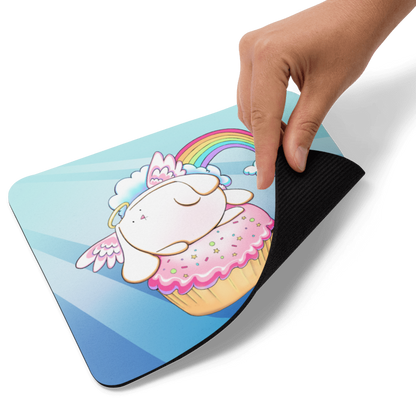 Angel Bunny Riding a Cupcake | Mousepad | Fluffy Bunnies Collection