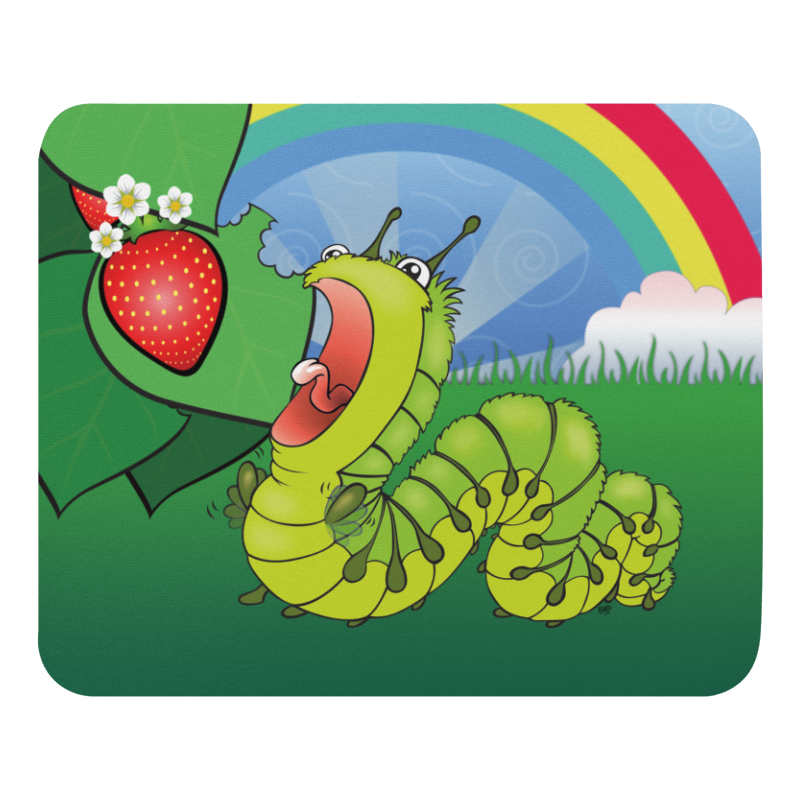 Nom Nom Caterpillar mouse pad from the In the Garden Collection