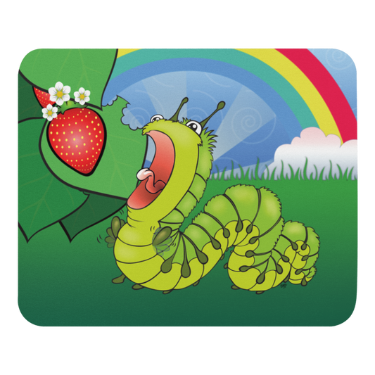Nom Nom Caterpillar mouse pad from the In the Garden Collection