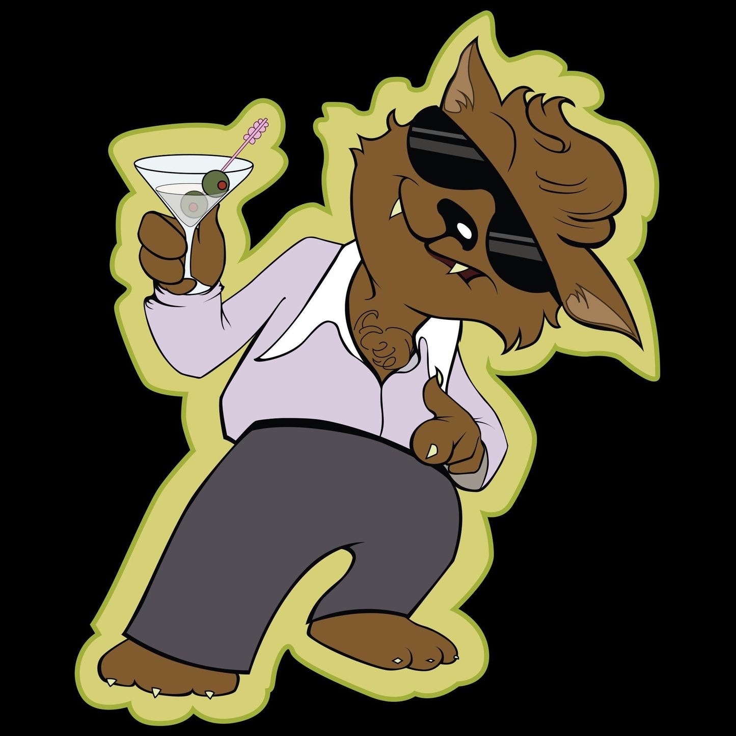 WEREWOLF Ladies Man Werewolf Doing Fingerguns Clip Art Printable Digital Instant Download for Halloween Decorations Invites Party Favors Prizes Gifts