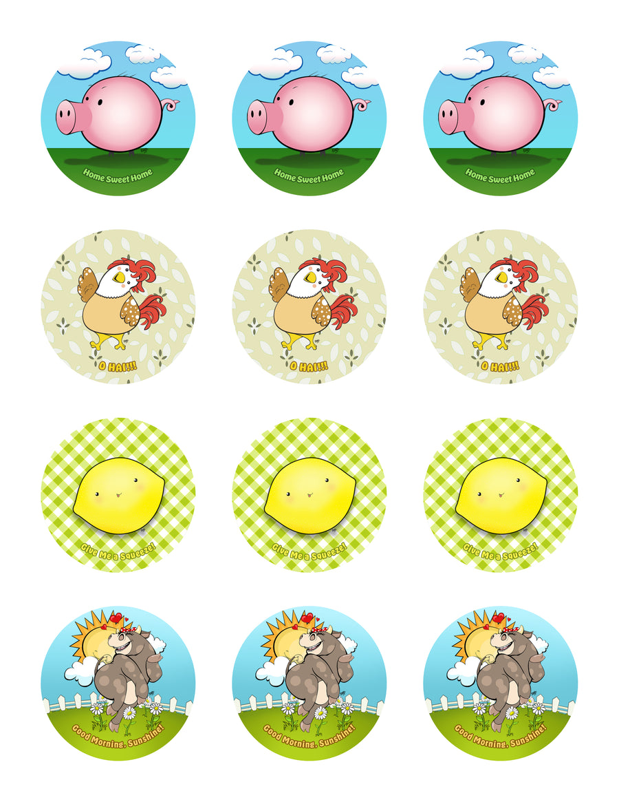 Farm and Country Sticker Sheet - 12 Stickers (3 of each)