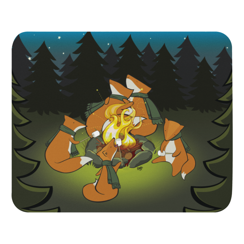 Fox Family Camping Trip mouse pad from the Forest Friends Collection