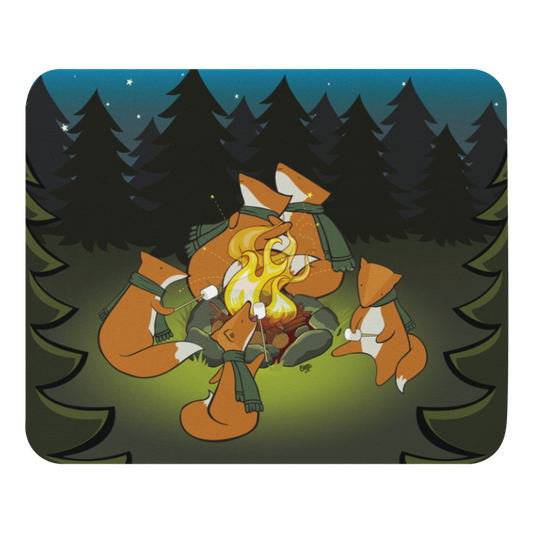 Fox Family Camping Trip mouse pad from the Forest Friends Collection