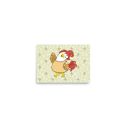FRIENDLY CHICKEN Cartoon Art Print - Farm and Country Kids Room Decor