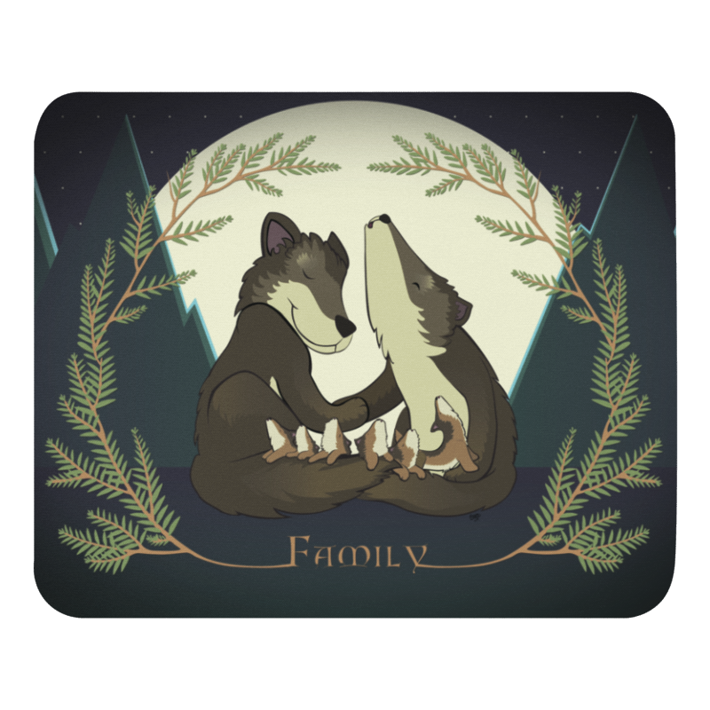 Wolf Family and the First Awoo mouse pad from the Forest Friends Collection