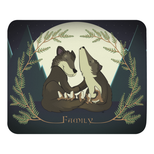 Wolf Family and the First Awoo mouse pad from the Forest Friends Collection